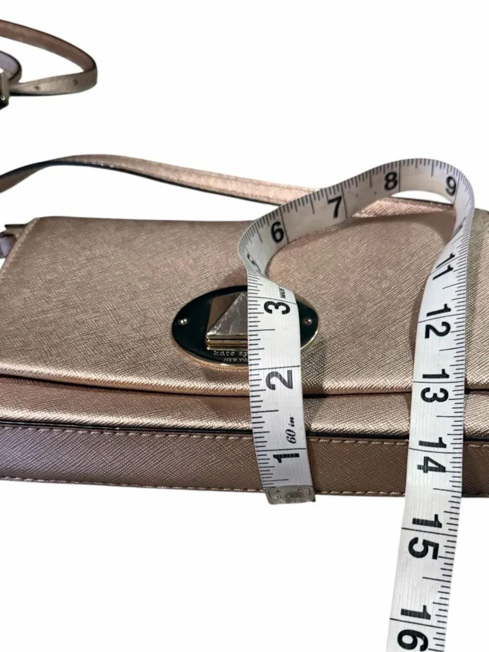 KATE SPADE Sally Newbury Lane Rose Gold Saffiano Leather Crossbody Bag